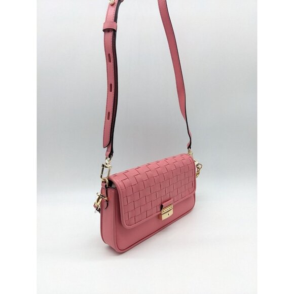 MICHAEL KORS Bradshaw woven leather women's crossbody shoulder bag -TEA ROSE - Picture 12 of 16
